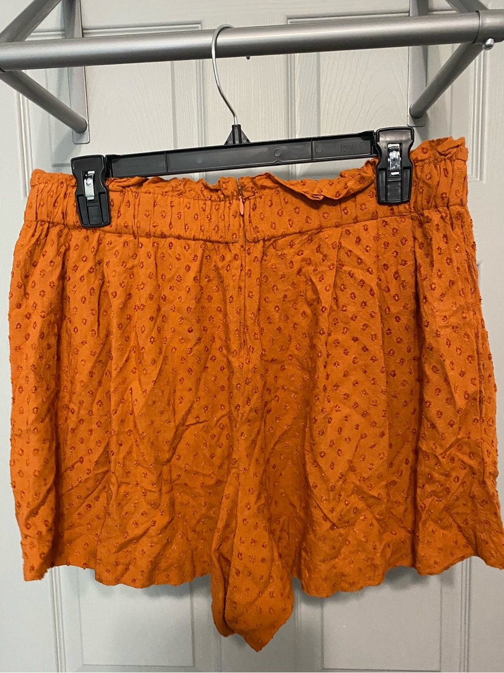 Rust Orange Ruffle Waist Shorts - Picture 2 of 3